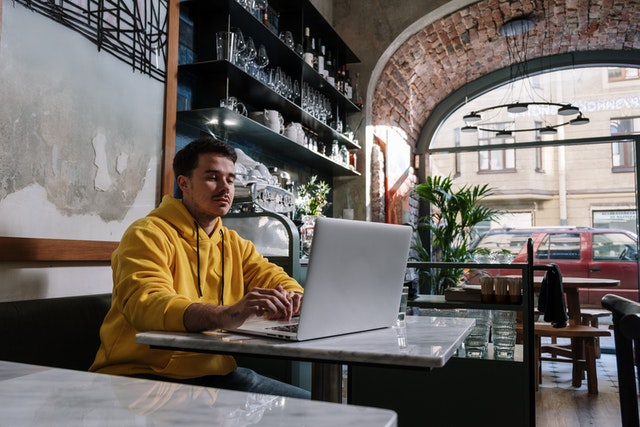 using a laptop